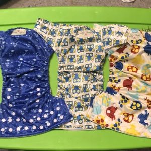 Lotus Bumz Cloth Diapers, 3 onesize snap Diapers